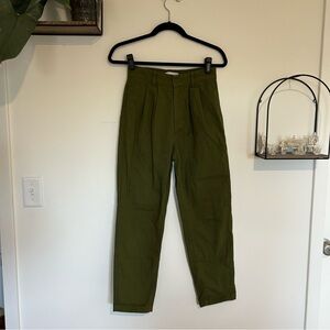 Thinking Mu Olive Green Pleated Waist Trouser Pants Slacks Size 34/2